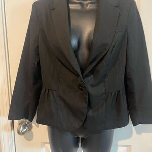 New York & Company Black Pinstripe Peplum Blazer